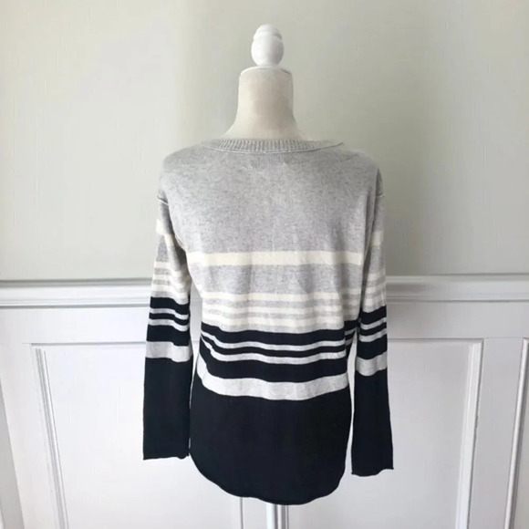 Michael Stars Black Gray Striped Sweater Wool S - Picture 4 of 6